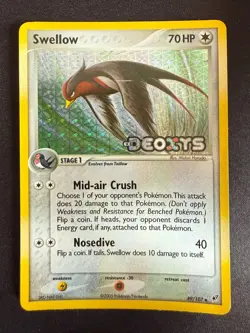 SWELLOW 49/107 EX DEOXYS REVERSE HOLO ENGLISH POKEMON CARD TCG - Image 1