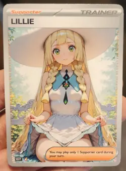 Lillie - Anime - TCG - Waifu - Goddess - DIY - Full Art - Glossy - Trainer Card - Image 1