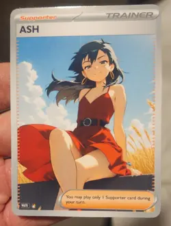 Ash - Waifu - Goddess - Anime - TCG - DIY - Full Art - Glossy - Trainer Card - Image 1
