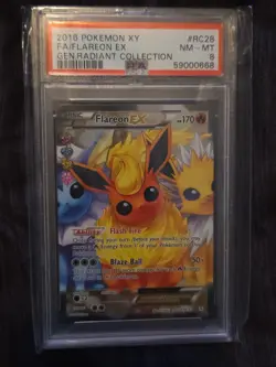2016 Pokemon XY Generations 20th Flareon EX Radiant Collection RC28/RC32 PSA 8 - Image 1