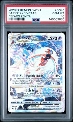 2023 POKEMON SWORD & SHIELD CROWN ZENITH #GG46 FULL ART/DEOXYS VSTAR PSA 10 - Image 1