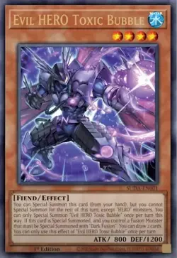 YUGIOH EVIL HERO TOXIC BUBBLE ULTRA RARE 1ST EDITION NEAR MINT SUDA-EN001 - Image 1