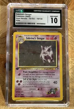 CGC 10 GEM MINT Sabrina's Gengar Gym Heroes 1st Edition 14/132 Holo Pokemon Card - Image 1