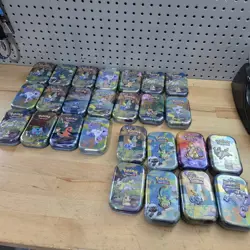 Lot Of 26 EMPTY Pokemon TCG Mini Display Tins Only -No Cards Or Coins 2019 2020 - Image 1