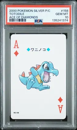 Totodile ~ 2000 Pokemon Japanese Silver Playing Card Ace of Diamonds #158 PSA 10 - Image 1