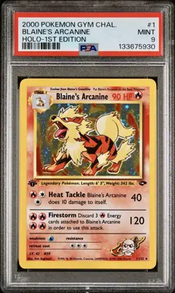 Pokemon PSA 9 Mint 1st Edition Gym Challenge Holo Blaine's Arcanine 1/132 🔥 - Image 4