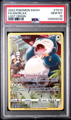 PSA 10 Snorlax #TG10 Pokemon SWSH Lost Origin English 2022 - Image 1