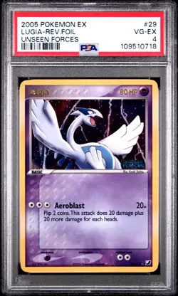 PSA 4 Pokemon TCG 2005 Pokemon Ex Unseen Forces #29 Lugia-Rev.Foil - Image 1