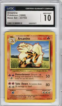 Arcanine (Base Set), Pokemon, CGC 10 (Gem Mint) - Image 1