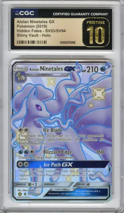 Alolan Ninetales GX (Hidden Fates/Shiny Vault), Pokemon, CGC 10 (PRISTINE) - Image 1