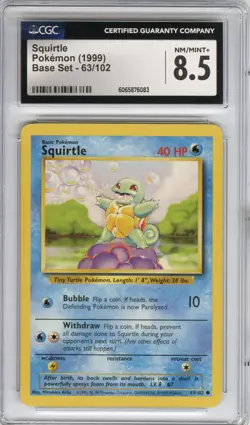 Squirtle (Base Set), Pokemon, CGC 8.5 (NM/MINT+) - Image 1