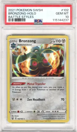 2021 Pokemon SWSH Bronzong Holo Battle Styles #102 PSA GEM MT 10 - Image 1