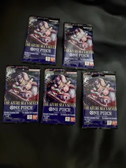 One Piece OP14 -THE AZURE SEA’S SEVEN - Lot of 5 Sleeved Blister Booster Packs - Image 1