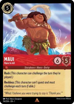 1x Maui - Hero to All - 114/204 - Rare NM-Mint Disney Lorcana: The First Chapter - Image 1