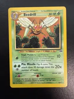 Pokemon Neo Discovery Beedrill TCG Card 18/75 Rare Unlimited Very NM Condition - Image 1