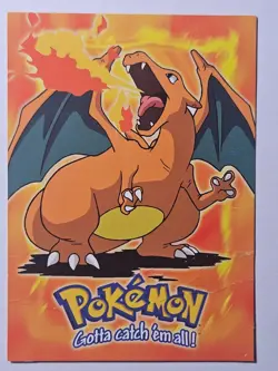 Topps Pokemon Charizard E6 of 12 Blue Logo Non-Holo TCG Rare Vintage Card DAMAGE - Image 1