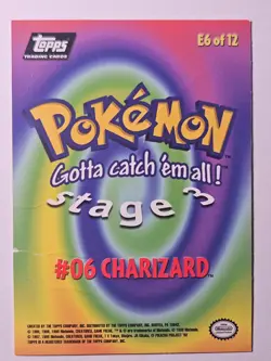Topps Pokemon Charizard E6 of 12 Blue Logo Non-Holo TCG Rare Vintage Card DAMAGE - Image 2