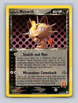 Rockets Meowth 46/109 Non Holo Regular Uncommon Pokemon EX Team - Image 1