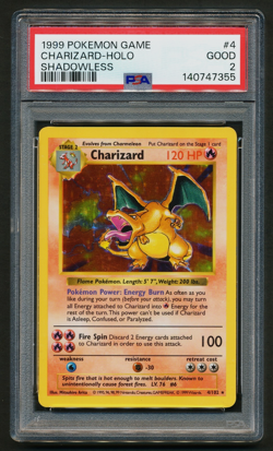 Charizard 4/102 Holo Rare Pokemon 1999 Shadowless Base Set PSA 2 GOOD - Image 1