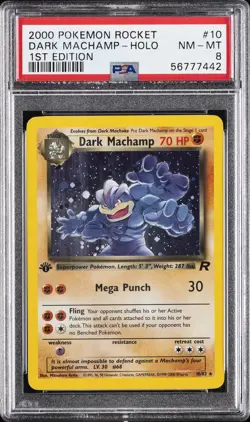 2000 POKEMON ROCKET 1ST ED #10 DARK MACHAMP-HOLO PSA 8 - Image 1