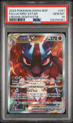 PSA 10 Lucario VSTAR #291 Pokemon SWSH Black Star Promo English 2023 - Image 1
