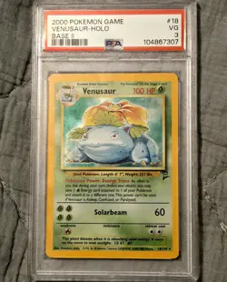Pokemon TCG Base Set 2 Venusaur Holo Rare. Vintage WOTC PSA 3 Graded. - Image 1