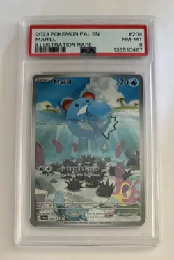 2023 POKEMON PAL EN-PALDEA EVOLVED ILLUSTRATION RARE #204 MARILL PSA 8 - Image 1