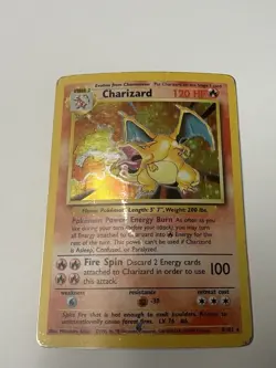 CHARIZARD BASE SET UNLIMITED 4/102 HOLO RARE POKEMON DAMAGED DMG - Image 1
