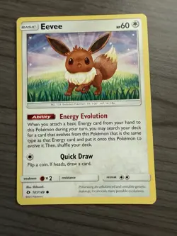 Pokemon TCG Eevee Card 101/149 Sun And Moon NM - Image 1