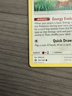 Pokemon TCG Eevee Card 101/149 Sun And Moon NM - Image 4