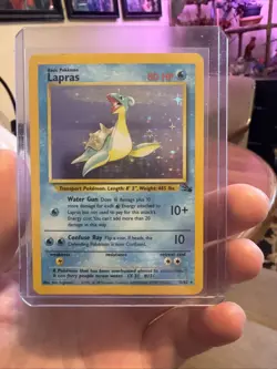 Pokemon TCG Lapras Fossil Holo Unlimited Rare Card 10/62 Vintage - Image 1