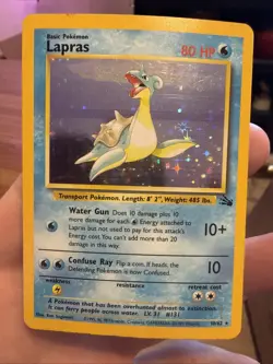 Pokemon TCG Lapras Fossil Holo Unlimited Rare Card 10/62 Vintage - Image 3