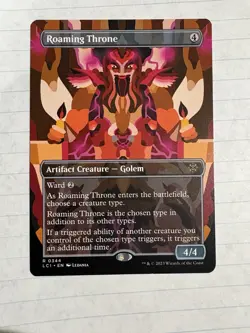 MTG Roaming Throne Borderless Artifact Creature Golem Rare Ixalan 344 - Image 1