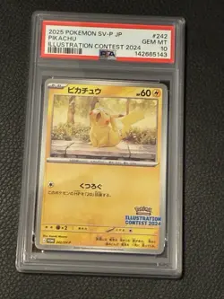 2025 POKEMON JPN SV-P PROMO ILLUSTRATION CONTEST 2024 #242 PIKACHU PSA 10 - Image 1