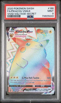 Pokemon Pikachu VMAX 188/185 Vivid Voltage 2020 Secret Rainbow Rare PSA 9 - Image 1