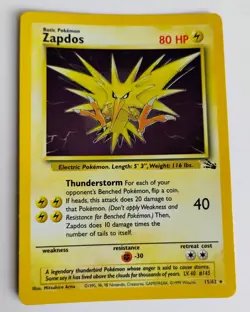 Pokemon TCG Fossil Set Zapdos 15/62 Rare Holo - Image 3