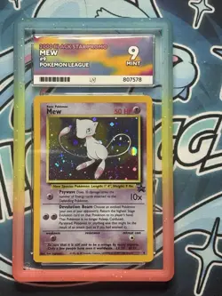 SWIRL Mew #9 Holo Pokemon WOTC Black Star Promo Pokemon League ACE 9 - Image 1