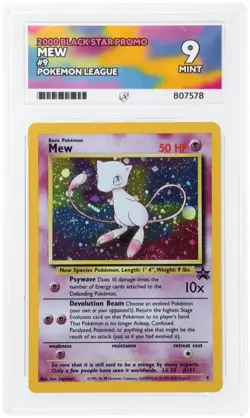SWIRL Mew #9 Holo Pokemon WOTC Black Star Promo Pokemon League ACE 9 - Image 3