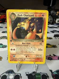 2000 Pokemon Team Rocket Dark Charizard 1st Edition Holo Foil DAMAGED As Is - Image 1