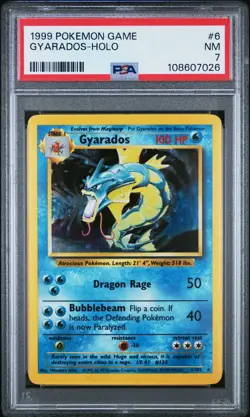 1999 POKEMON BASE SET UNLIMITED #6 GYARADOS-HOLO PSA 7 - Image 1