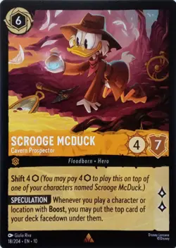 18/204 SCROOGE MCDUCK CAVERN PROSPECTOR EN10 RARE DISNEY LORCANA CARD - Image 1