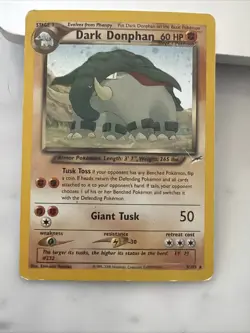 Pokemon Dark Donphan Neo Destiny TCG Holo Rare Card 3/105 - Image 1