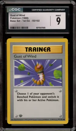 Pokemon Gust of Wind Base Set Shadowless 1st Edition #93 CGC 9 Mint - Image 1