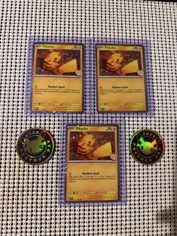 LOT OF 3 - Pikachu 051 /162 Stamped Promo 2026 Pokemon Day 30th TCG With Coins - Image 1