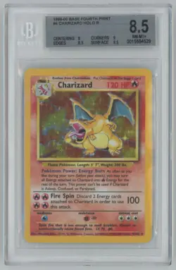 1999 Pokemon Game Base Set 4th Print 1999-2000 Charizard BGS 8.5 Holo #4 - Image 1