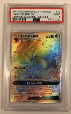 2017 Pokemon Sun & Moon Zoroark GX Shining Legends 77 Secret Rare PSA 9 Mint - Image 1