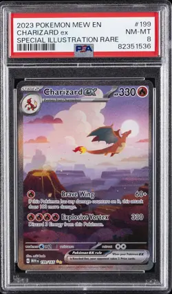 2023 POKEMON MEW EN-151 SPECIAL ILLUSTRATION RARE #199 CHARIZARD EX PSA 8 - Image 1