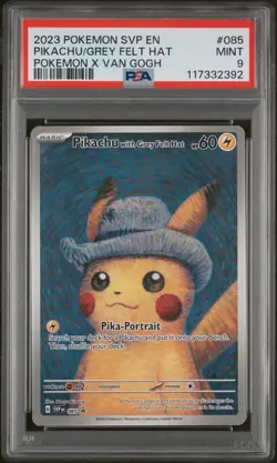 2023 POKEMON BLACK STAR PROMO #085 PIKACHU/GREY FELT HAT POKEMON X VAN GOGH - Image 1
