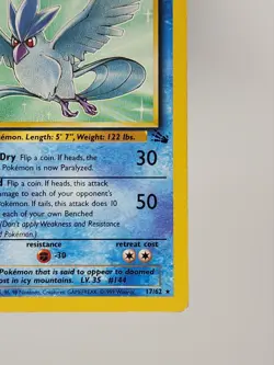 Articuno Rare Pokemon TCG Fossil Set Card 17/62 Non-Holo Near Mint Condition - Image 4