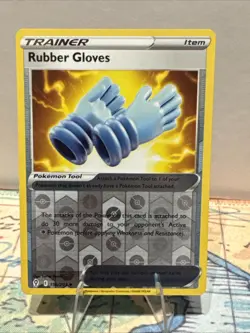 Pokemon TCG Rubber Gloves Evolving Skies Uncommon Card 156/203 Reverse Holo - Image 1